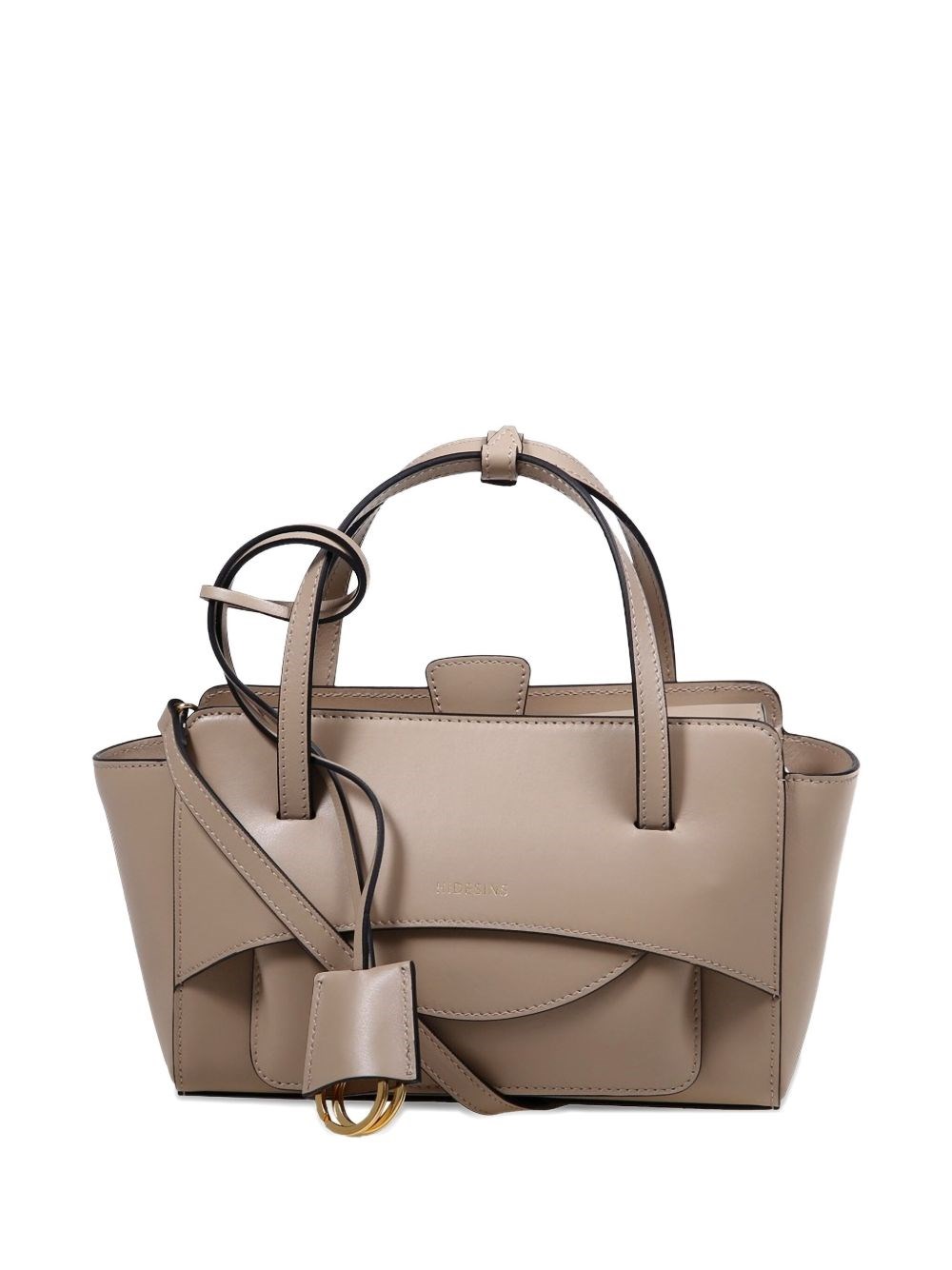 Hidesins Beige Handbag With Adjustable And Removable Shoulder Strap And Logo Lettering On The Front In Leathe In White