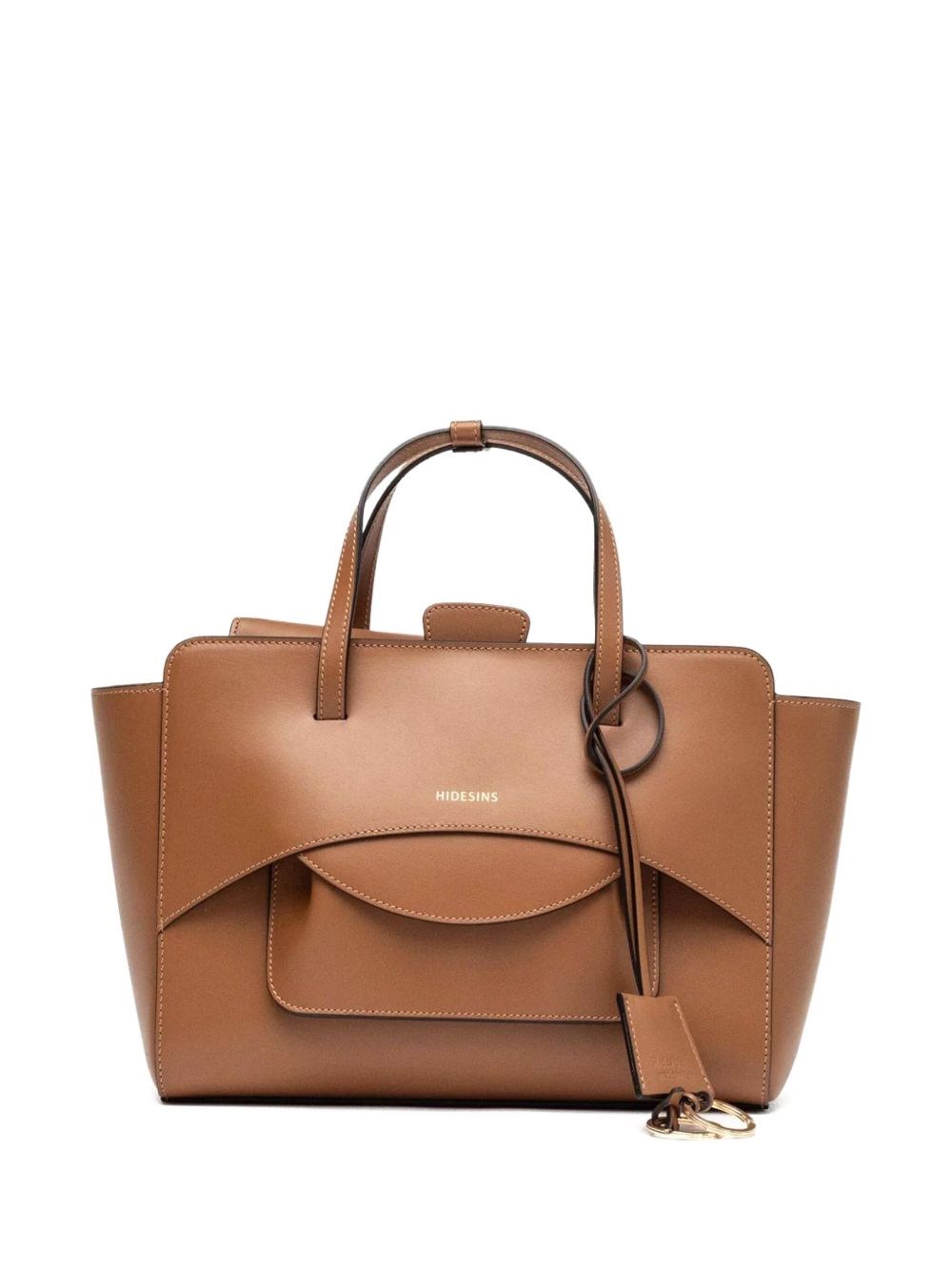 Hidesins Flap Large Leather Tote Bag In Brown