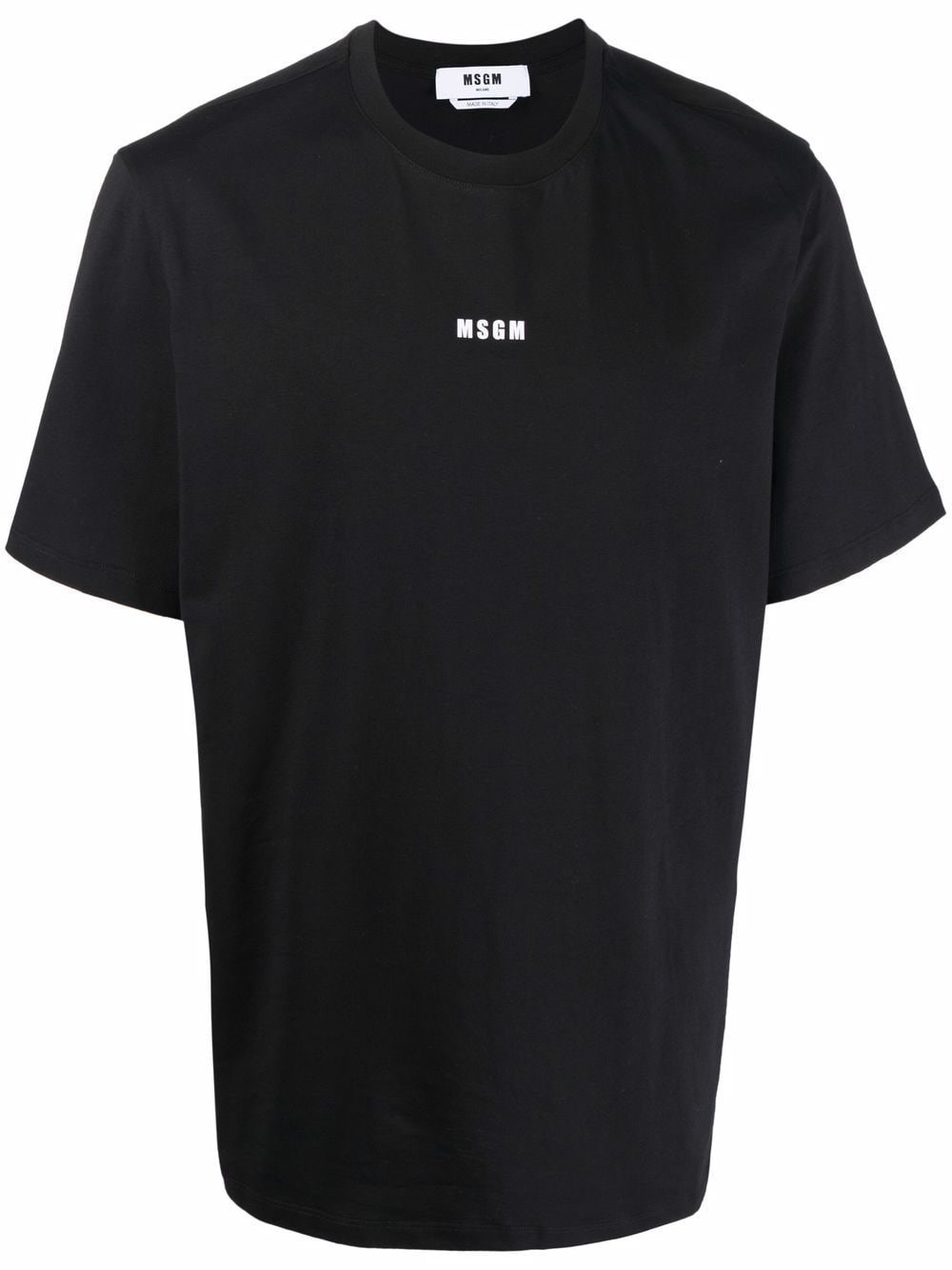 Msgm Solid Color Crew-neck T-shirt With Contrasting Logo In Black