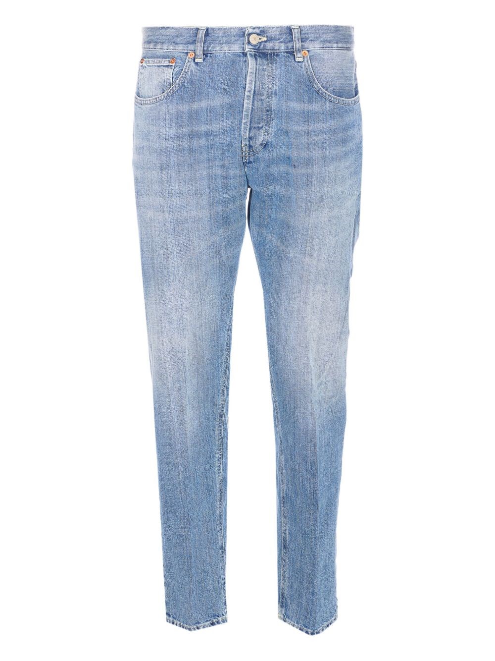 Dondup Slim Fit Carrot Trousers With Belt Loops In Blue