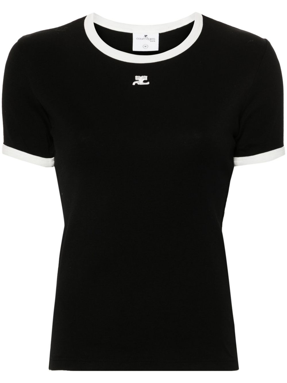 Courrèges Logo Patch Slim T-shirt In Black