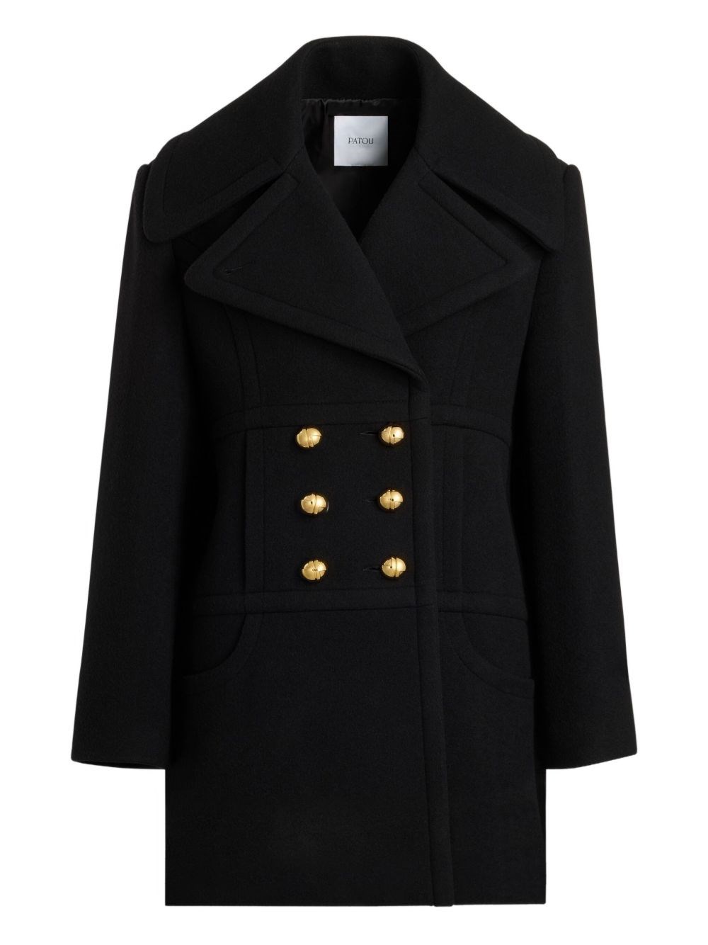 Patou Double-breasted Wool Blend Coat In Multi