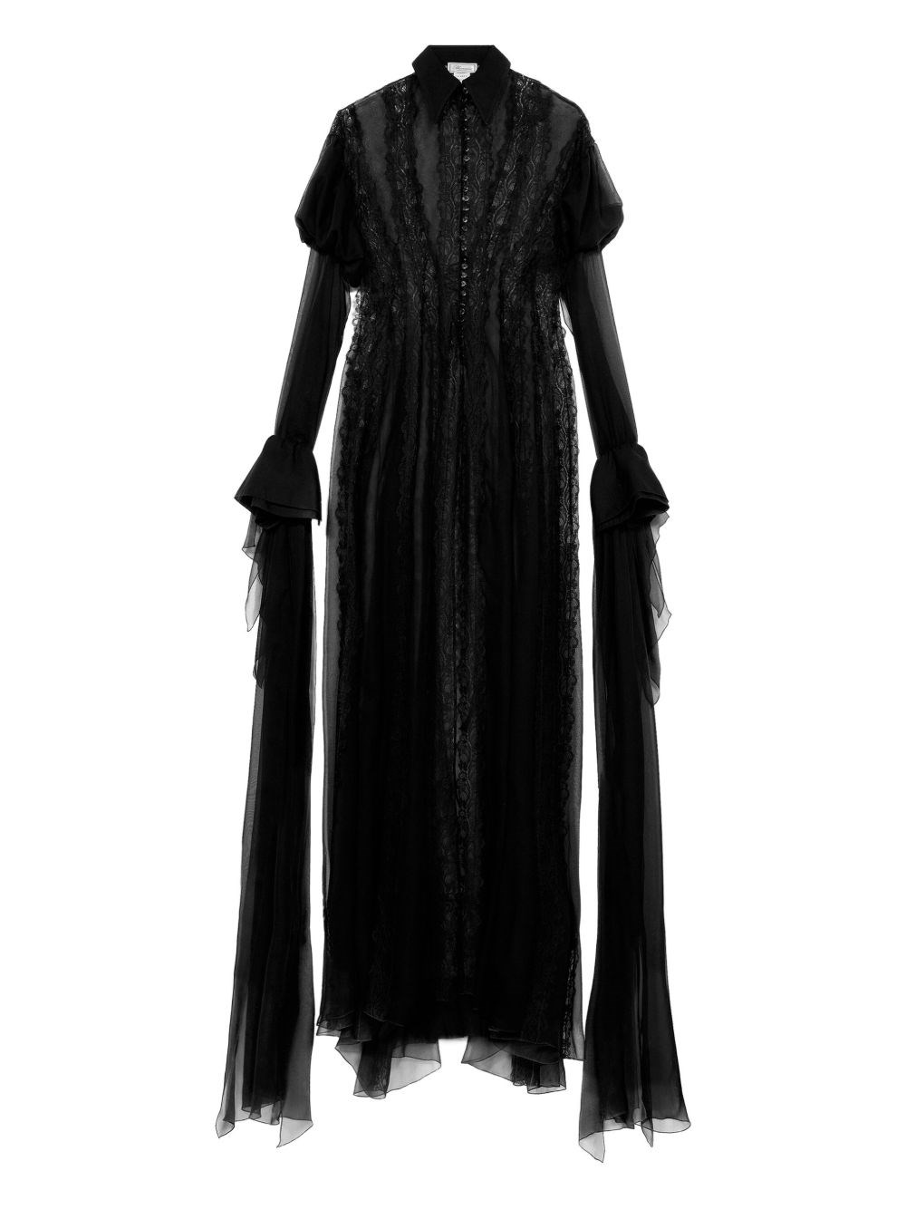 Blumarine Lace-panelled Puff-sleeve Top In Black