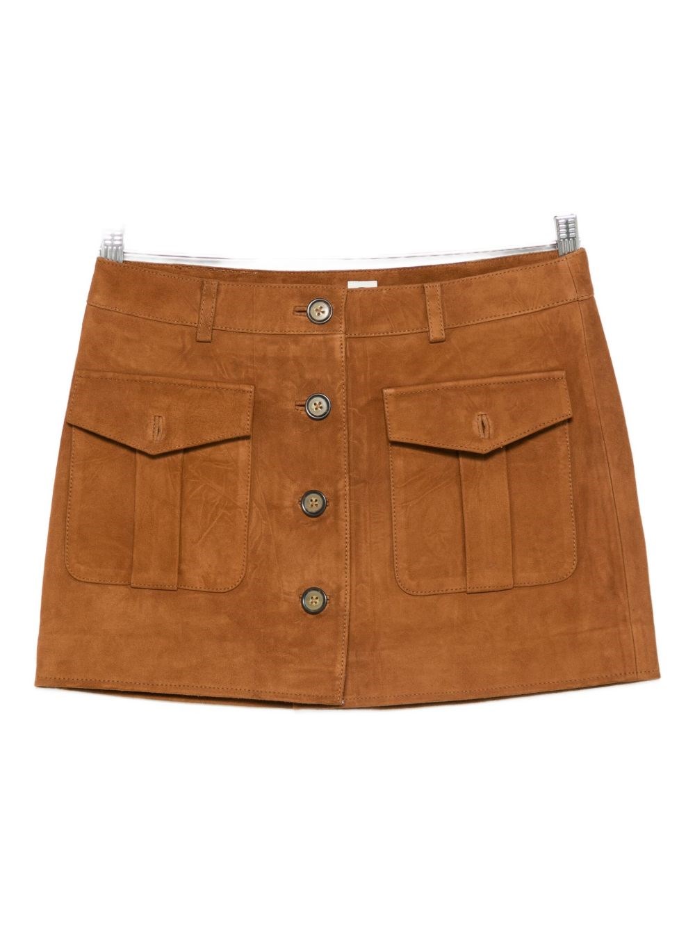 The Garment Brown Suede Mini Skirt With Buttons In Brown