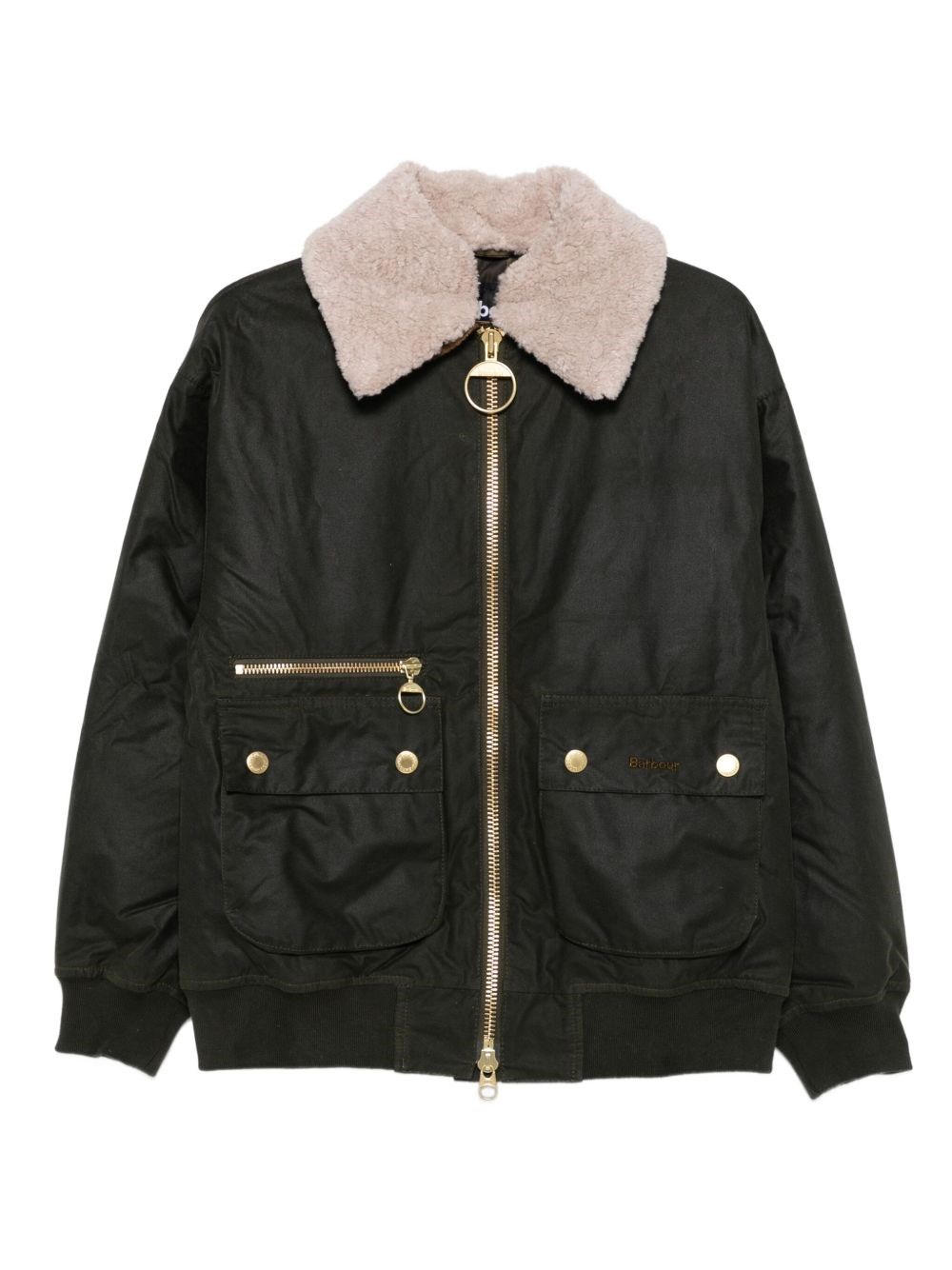 Barbour Womens Archive Olive Maxine Faux-fur-collar Waxed-cotton Jacket In Green