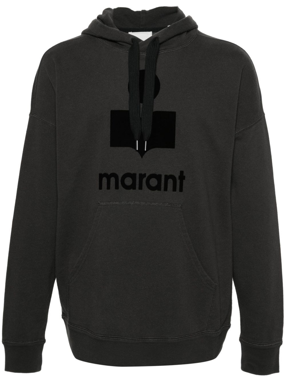 Isabel Marant Relaxed-fit Black Hoodie With Bold Logo Print In Black