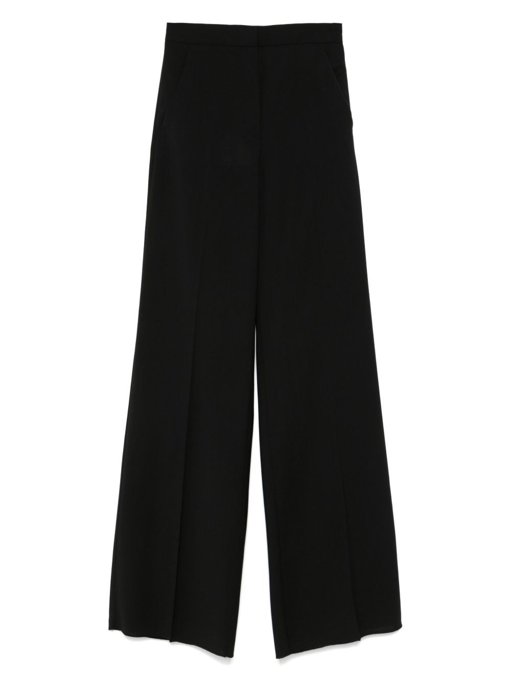 Max Mara Light Wool Canvas Trousers In Black