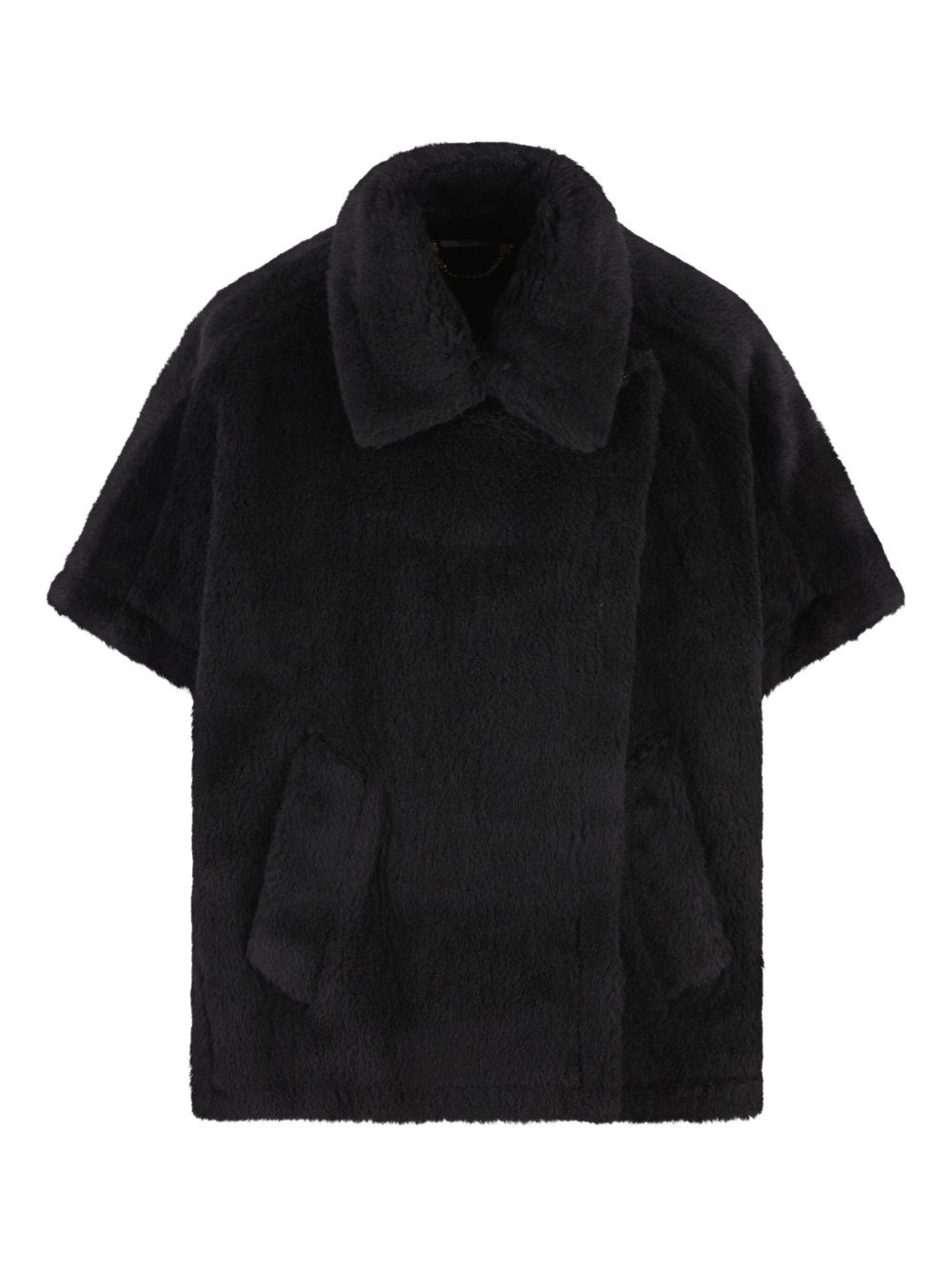 Max Mara Alpaca And Wool Teddy Cape In Black