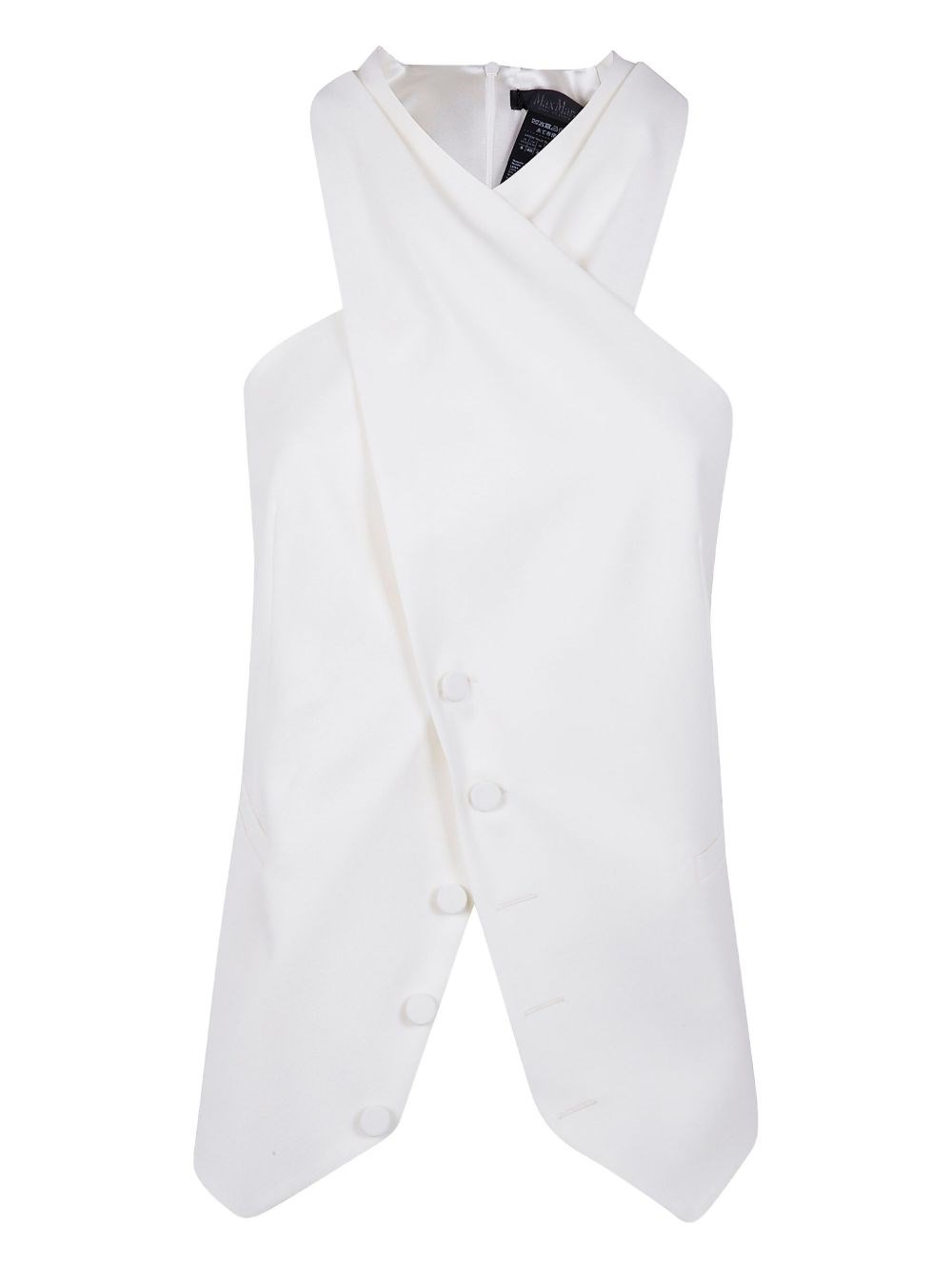 Max Mara Satin Wrap Sleeveless Jacket Buttons In White