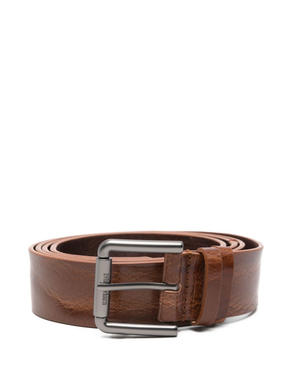 Max Mara Long Leather Belt In Brown