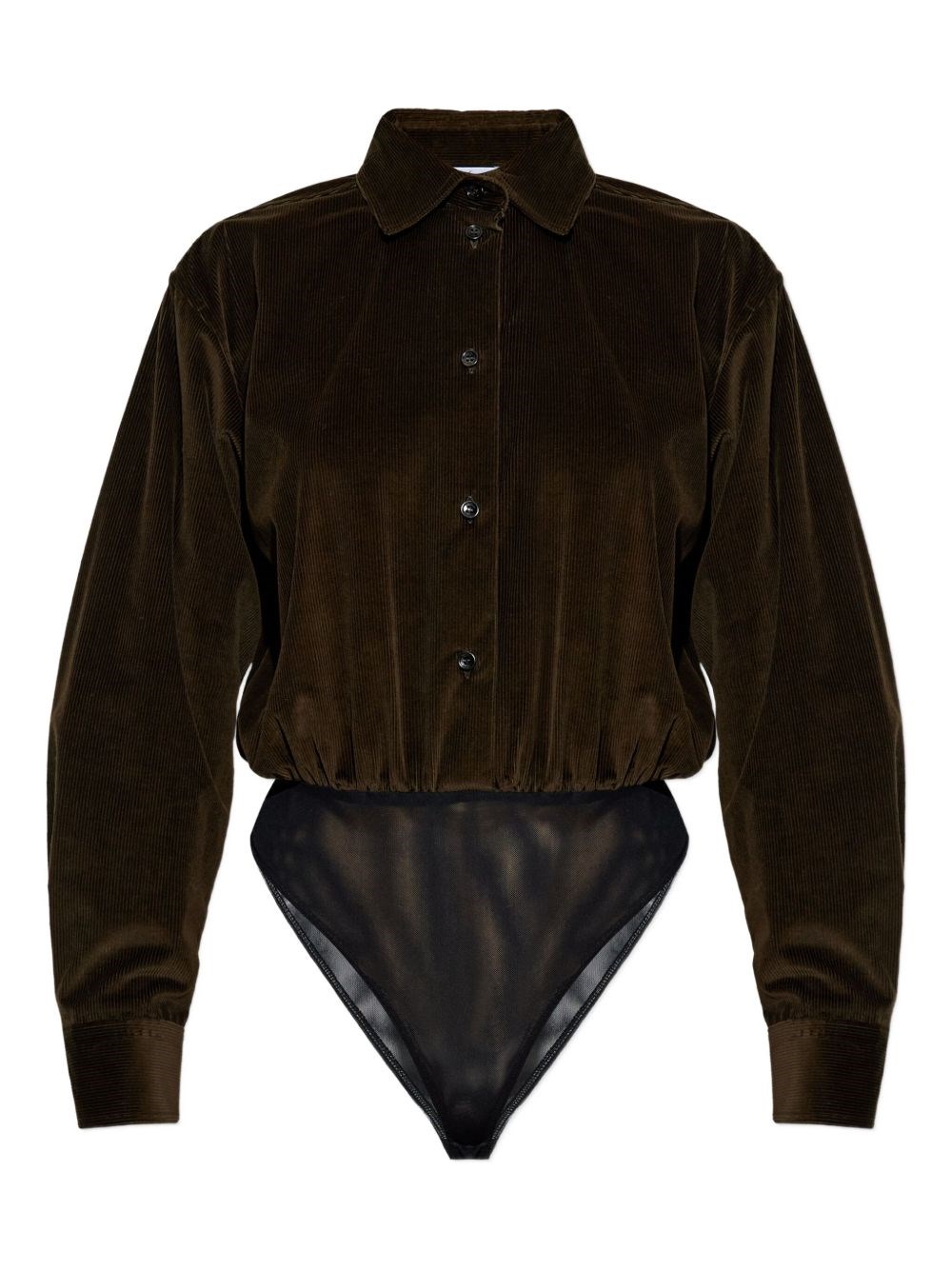 Max Mara Velvet Shirt Bodysuit In Brown