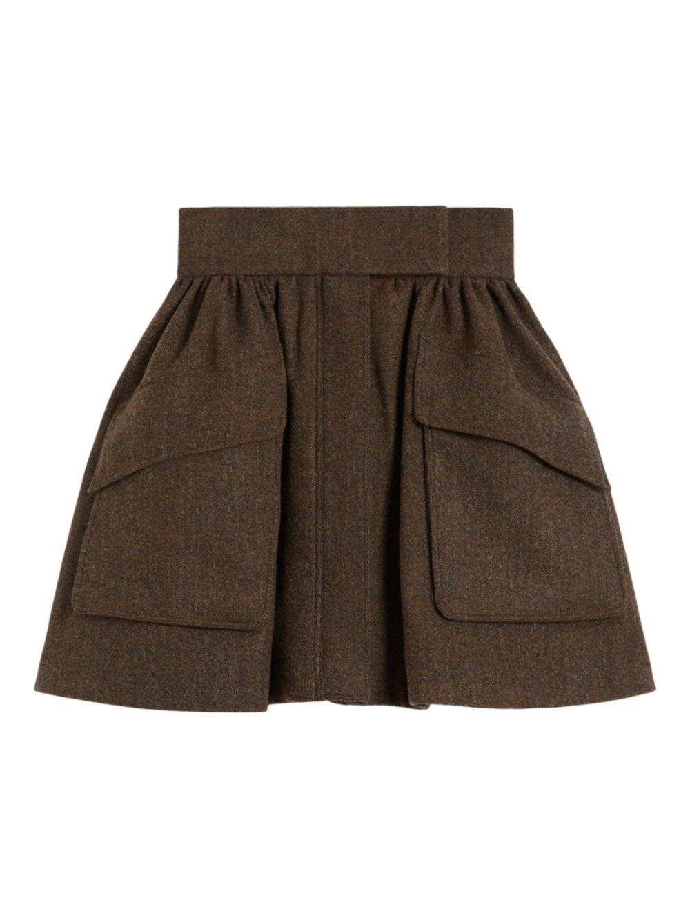 Max Mara Short Wool Skirt In Brown