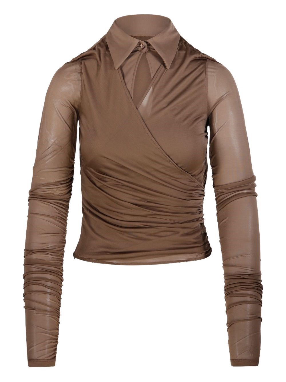 Max Mara Jersey And Tulle Top In Brown