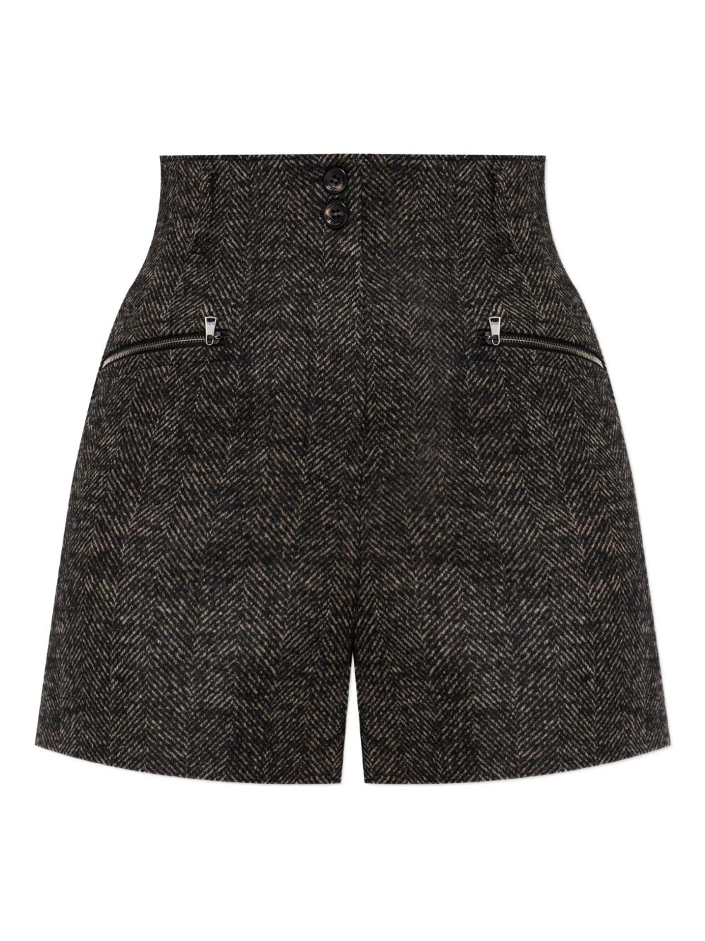 Max Mara Chevron Wool Shorts In Gray