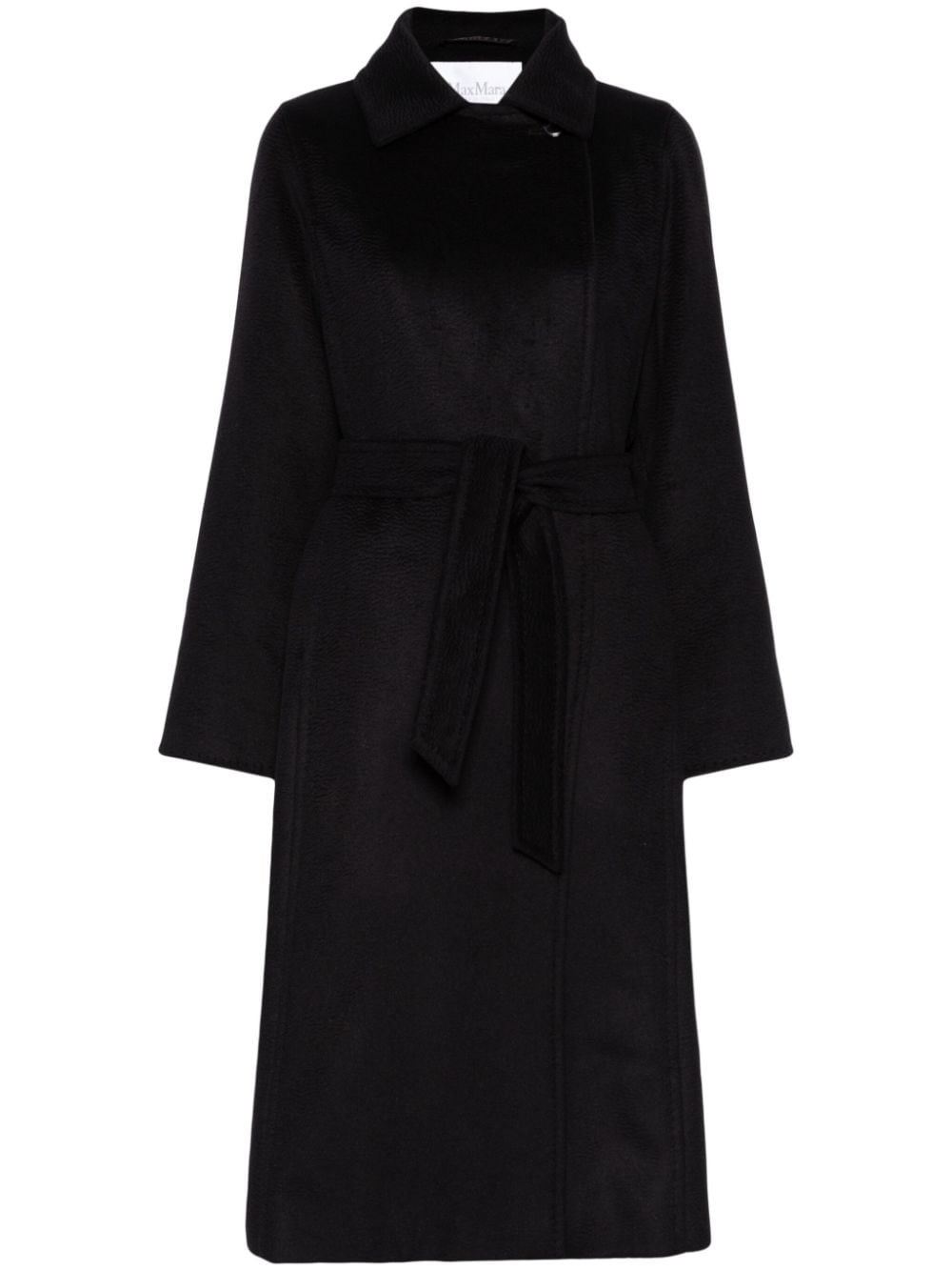 Max Mara Black Manuela Icon Coat In Zibeline Camel In Black