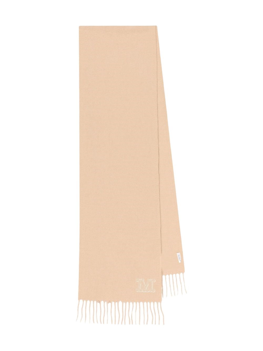 Max Mara Camel Stole With Monogram Embroidery In Neutral
