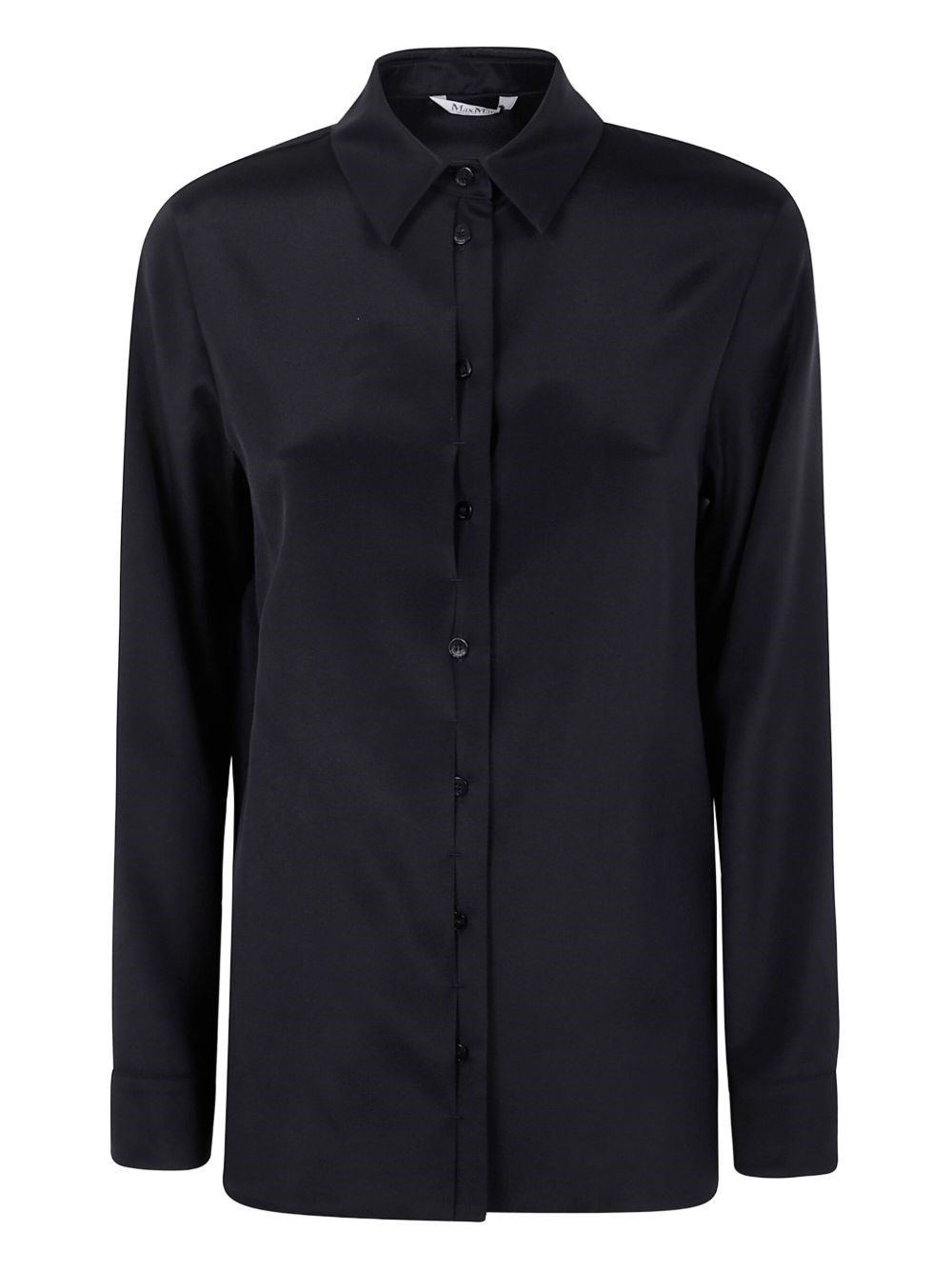 Max Mara Stretch Silk Cady Shirt In Black