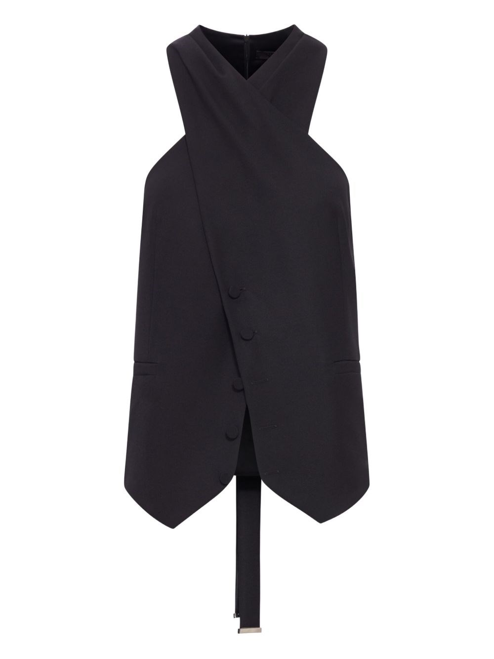 Max Mara Wool And Satin Gabardine Vest In Black