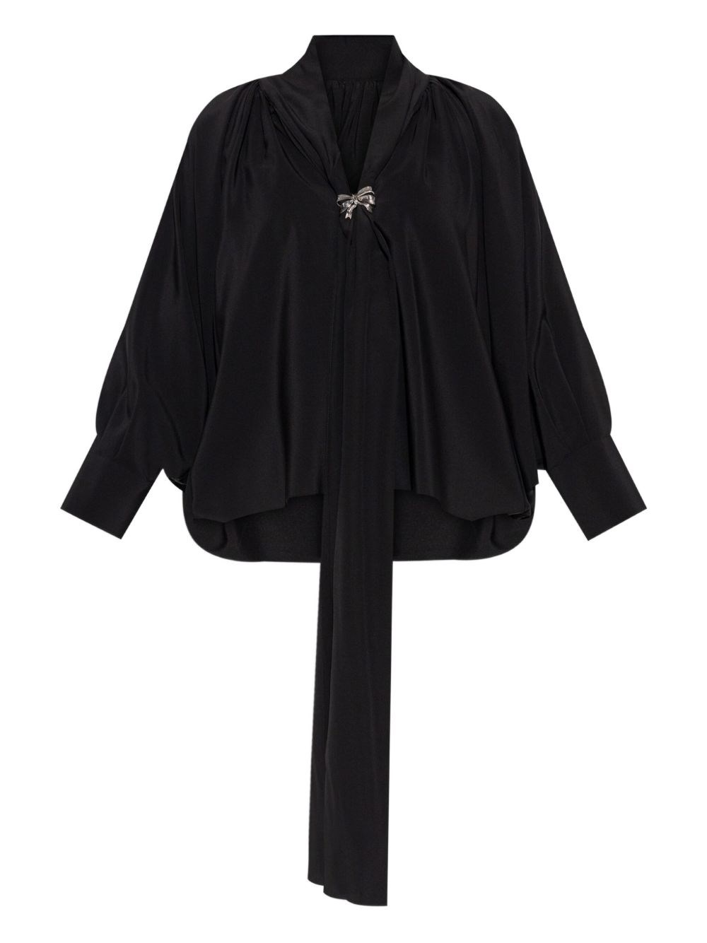 Max Mara Wide Silk Blouse In Black