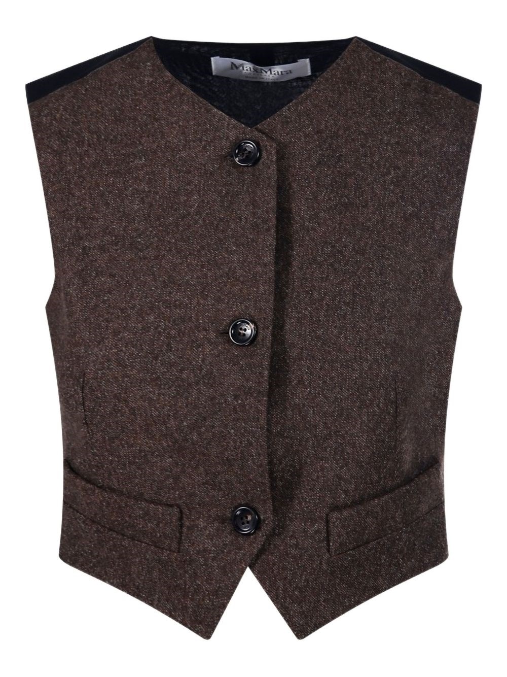 Max Mara Wool Felt Vest In Brown