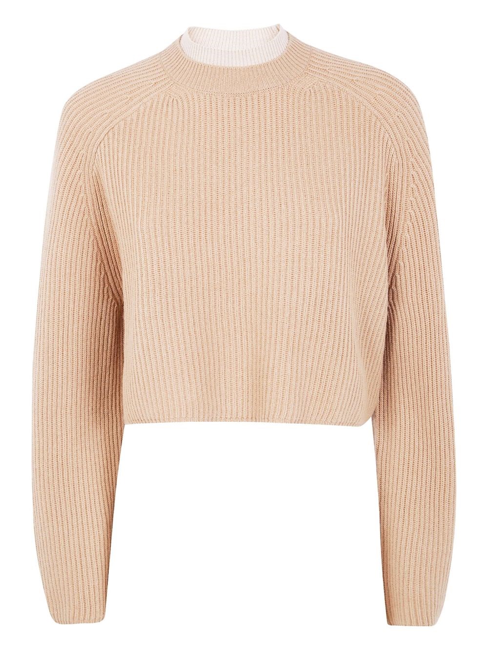 Max Mara Ribbed Cropped Sweater In Neutral