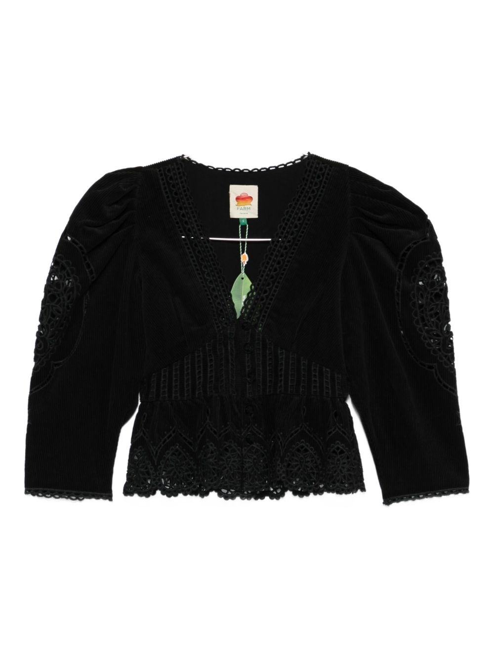 Farm Rio Embroidered Blouse In Black