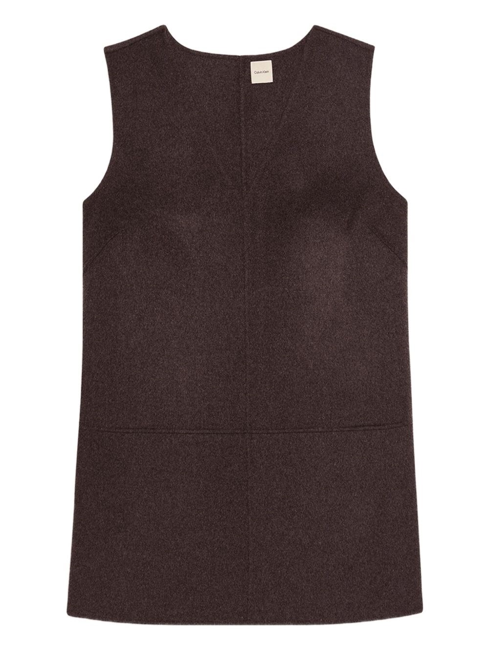 Calvin Klein Double-faced Wool Dress In Brown