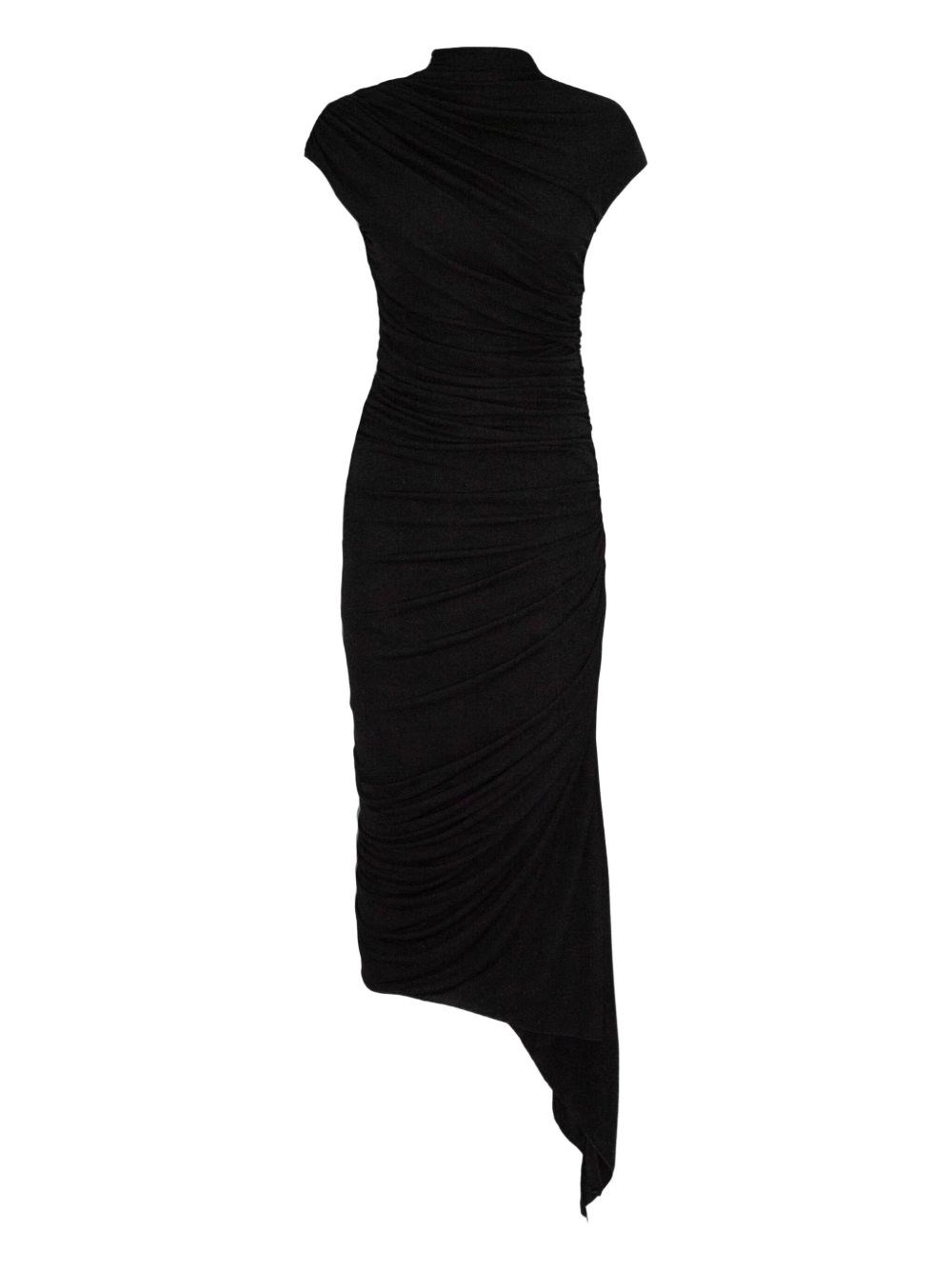 Francesco Murano High-neck Draped Dress In Black