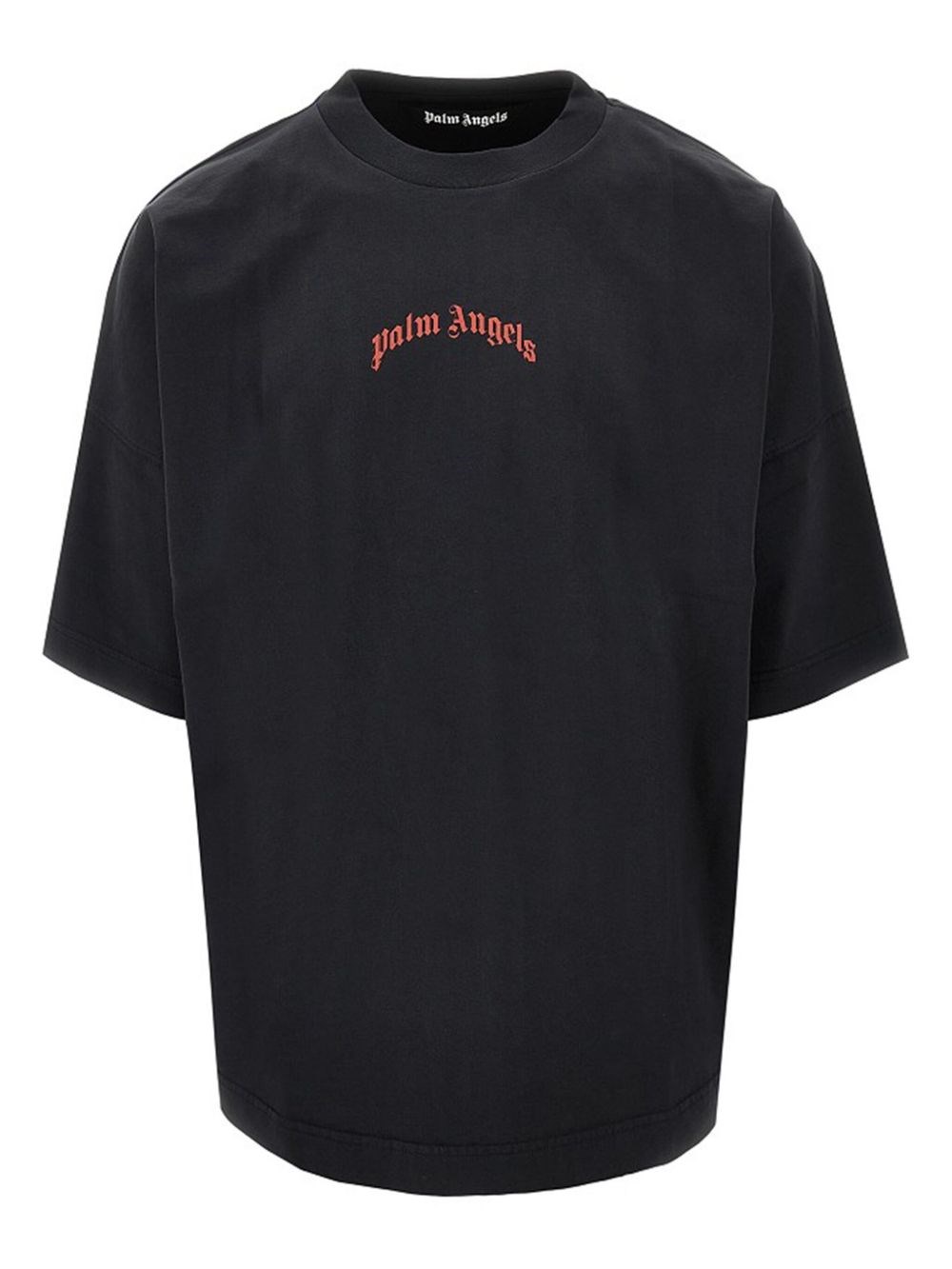 Palm Angels Curved Logo Over T-shirt In Black