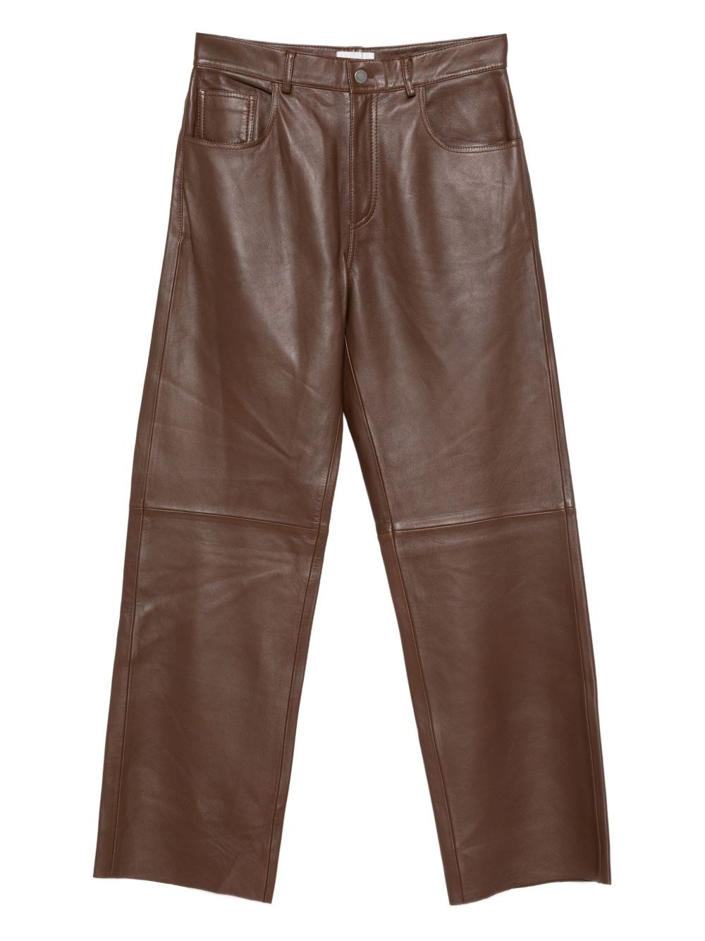 Haikure Five-pocket Leather Pants In Brown
