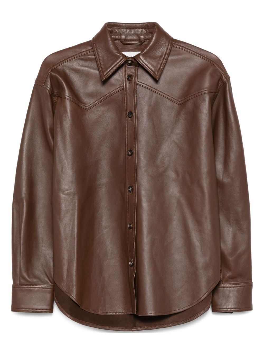 Haikure Leather Shirt In Brown