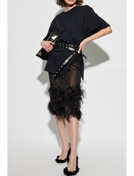 THE ATTICO - Georgette skirt with feathers