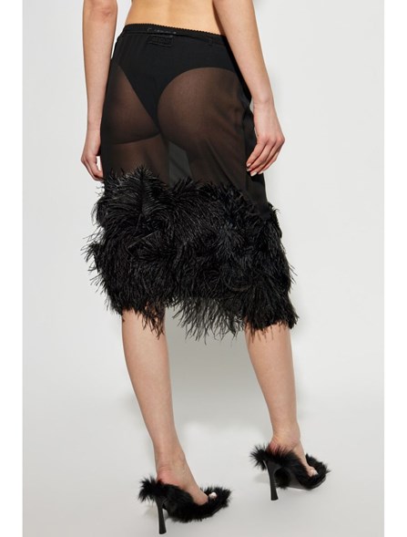 THE ATTICO - Georgette skirt with feathers