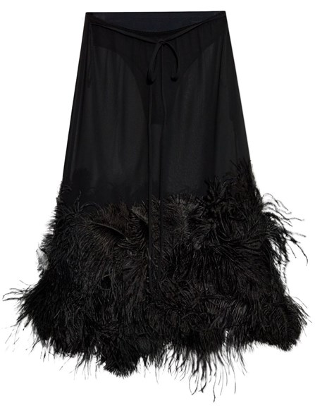 THE ATTICO - Georgette skirt with feathers