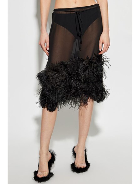 THE ATTICO - Georgette skirt with feathers