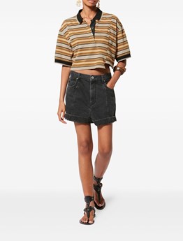 MARANT ÉTOILE - Striped cotton piqué cropped polo shirt
