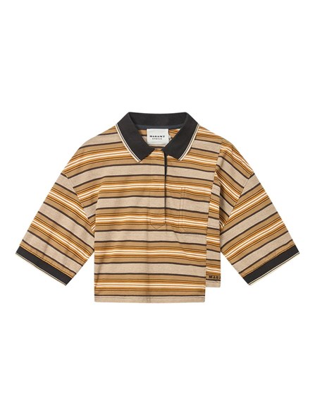 MARANT ÉTOILE - Striped cotton piqué cropped polo shirt