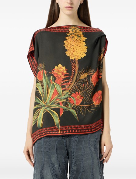 BLUMARINE - Asymmetrical viscose twill top