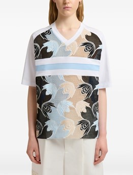 MARNI - Cotton T-shirt with macramé insert