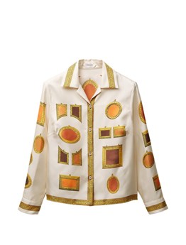 VERSACE - Camicia in twill di seta stampata