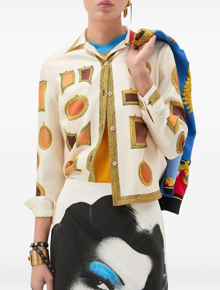 VERSACE - Camicia in twill di seta stampata