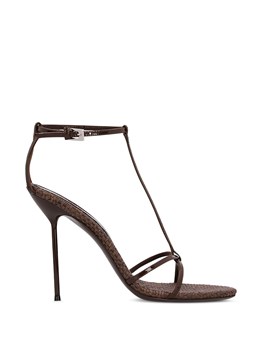 PARIS TEXAS - SANDALI T-STRAP IN VERNICE E RAFIA