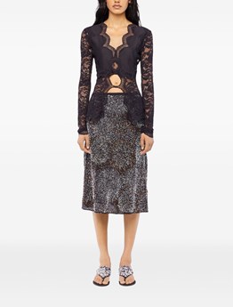 RABANNE - Viscose lace and jersey top