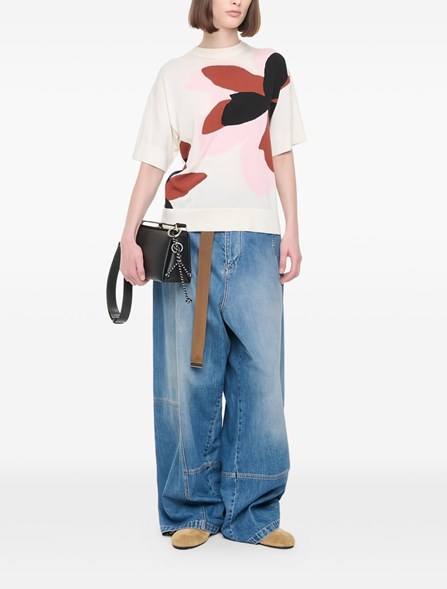 PLAN C - MAGLIA  CON INTARSI FLOREALI 