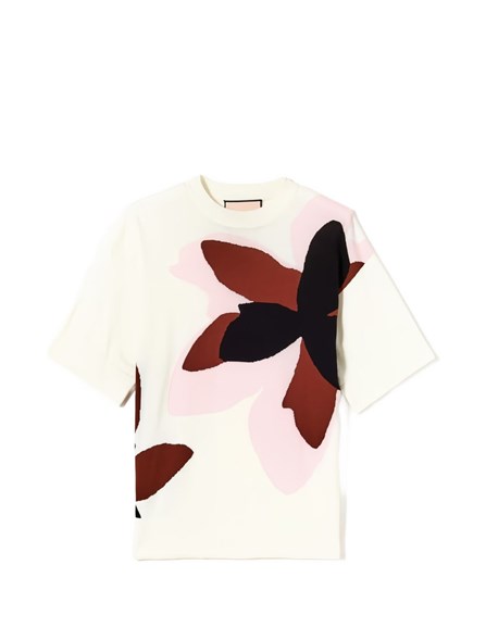 PLAN C - MAGLIA  CON INTARSI FLOREALI 