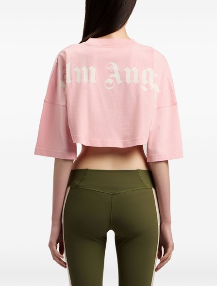 PALM ANGELS - Cotton cropped t-shirt