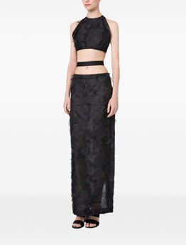 MAX MARA - Crop top in silk jacquard fil coupé