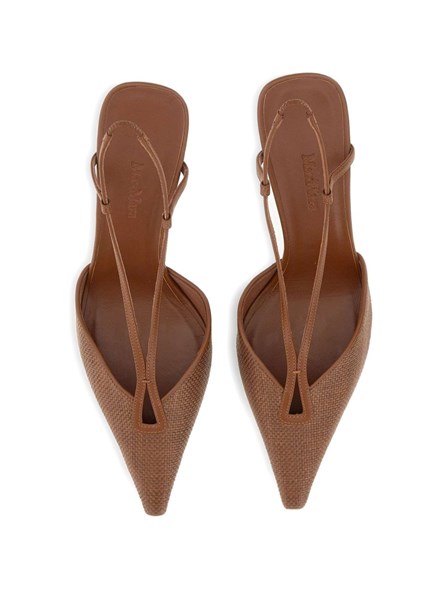 MAX MARA - Raffia-effect canvas slingbacks 