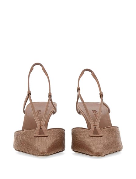 MAX MARA - Raffia-effect canvas slingbacks 