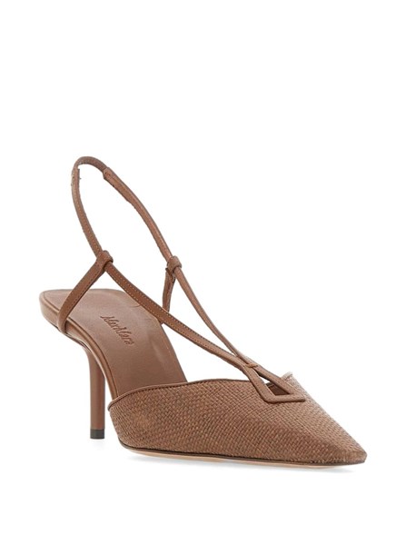 MAX MARA - Raffia-effect canvas slingbacks 
